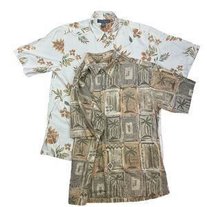 Lot of 2 Tori Richard Tshirt Hawaiian‎ Floral Button Down Shirts XL Silk/Lawn
